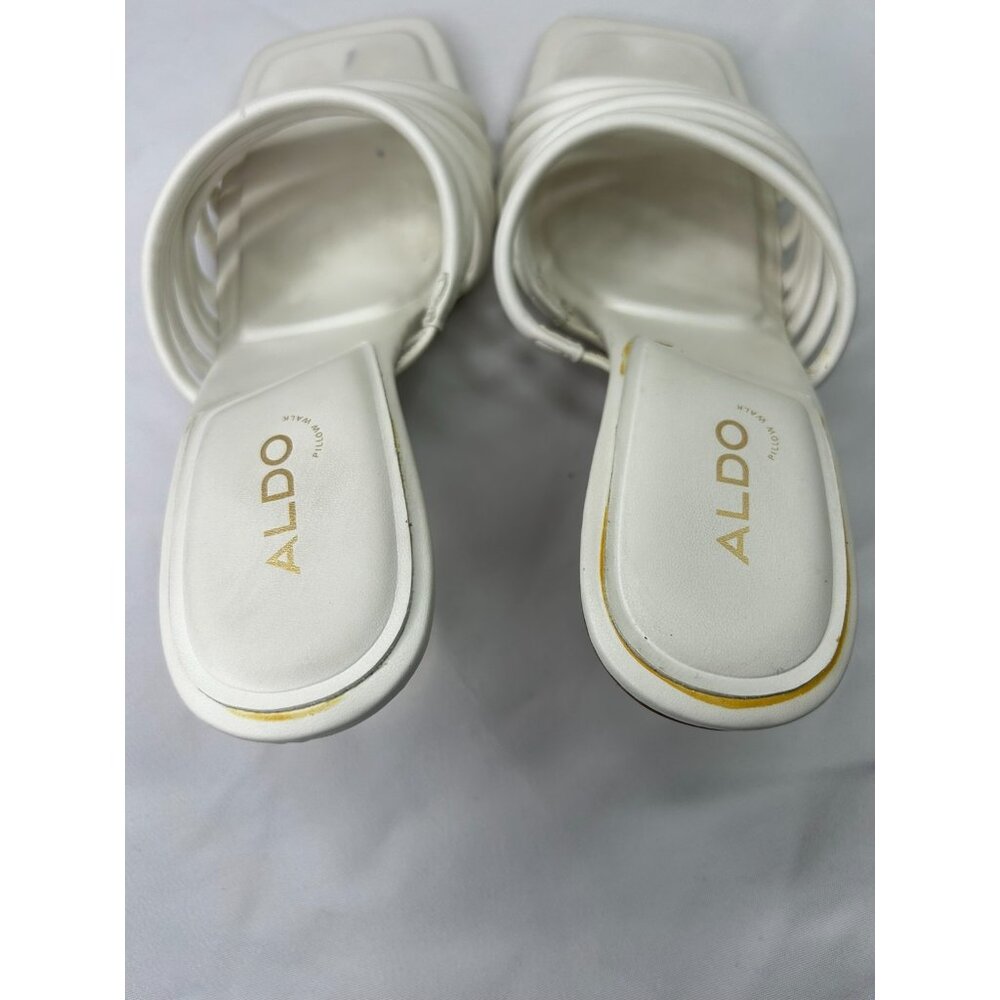 ALDO Harpa Strappy Heeled Mule Women's Size 7 White Leather Slip-on Sandals - Picture 4 of 9